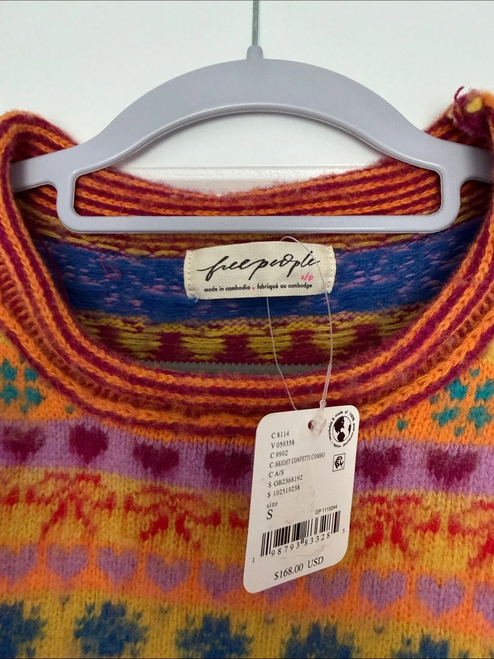Free People favorite things mixed print wool blend sweater in a small - Picture 4 of 8